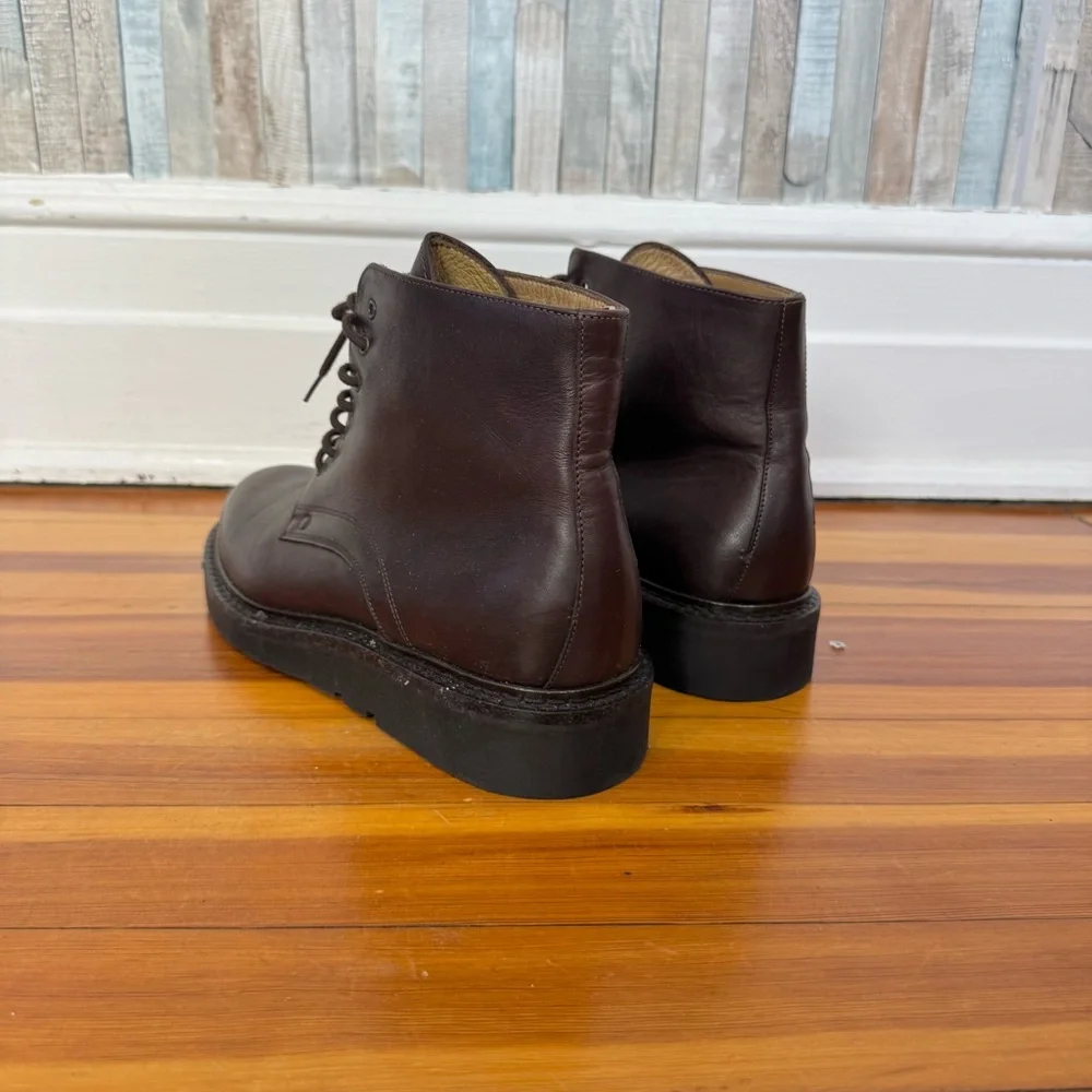 J Crew 10 Lace Up Ankle Field Boots Brown Italian Leather Shoes‎ Platform Sole